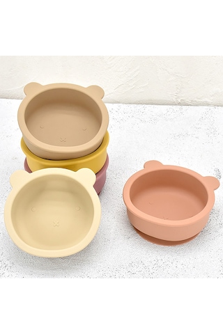 Qingmipy Bebekler İçin Pratik Silikon Yapışkan Tabak Ve Kaşık Seti - Taşınabilir Çocuk Yemek Kabı Çok Renk Seçeneği