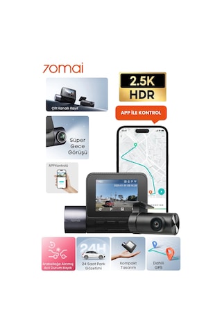 70mai Araç Kamerası A410 Ön Kamera+ Rc21 Arka Kamera Set 2.5k + 1080p Çift Kamera