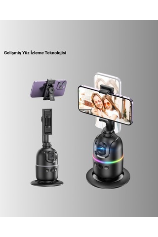 Tek Sosyal Medya İçerikleri İçin Otomatik Yüz Takipli 360 Döner Gimbal Stand Najmaddin
