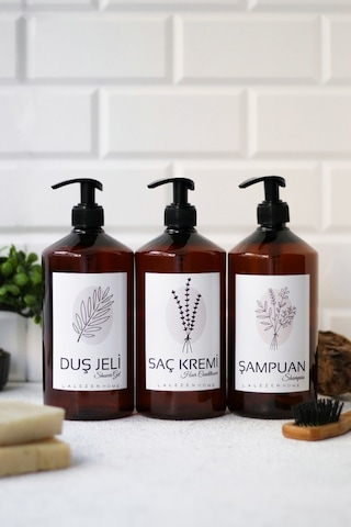 Lalezen Home Amber Plastik 1 Litre Duş Set Çiçekli Model