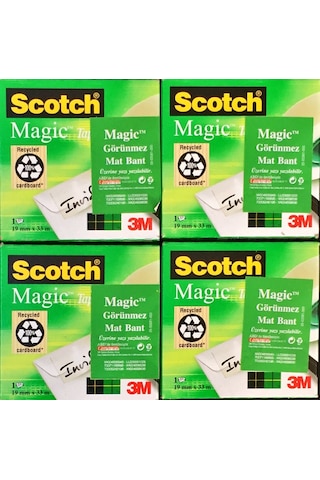 4'Lü 3M Scotch 810 Magic Bant Görünmez 19Mm 33Mm