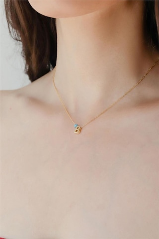 Minamis Silver 925 Ayar Gümüş Gözlü Üç Boyutlu B Harfi Kadın Gümüş Kolye-2267