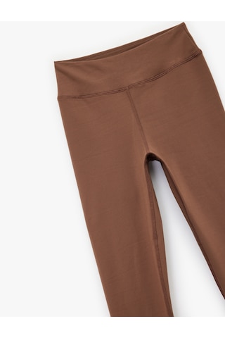 Koton Yüksek Bel Skinny Fit İnterlok Dikiş Detaylı Spor Tayt Kahverengi 6wak40046nk Kahve