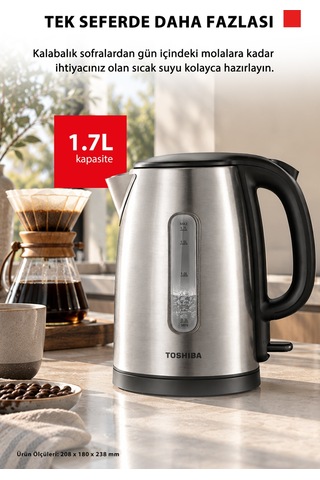 Toshiba KT-17SH1WCIS S 1.7 L Paslanmaz Çelik Su Isıtıcı Kettle