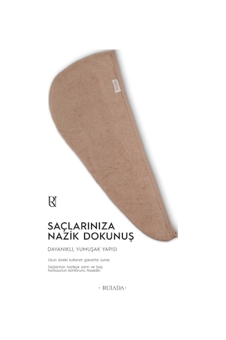 %100 Pamuk Saç Kurutma Bonesi/havlusu Lastikli Ve Düğmeli Brown Kahverengi