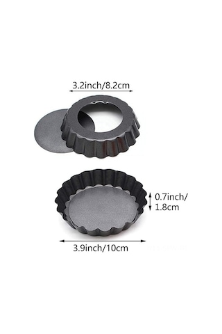 Besthome1 6 Adet 10 Cm Mini Tart Kalıbı, Çıkarılabilir Tabanlı, Anti Yapışkan Kaplama, Küçük Quiche Ve Tatlı Pişirme İçin Siyah Siyah