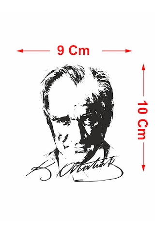 Atatürk - Mustafa Kemal Atatürk Sticker - Araba - Oto - Motosiklet Sticker 00017 10X9 Cm