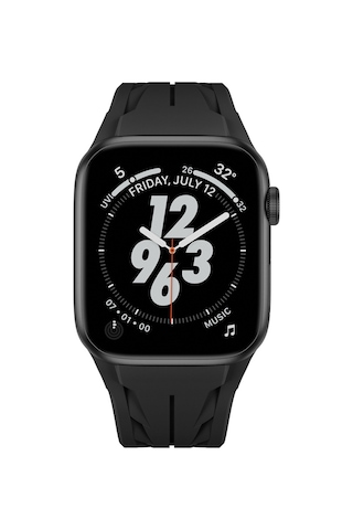 Biriva Home Apple Watch 44mm Krd-127 Metal Tokalı Silikon Kordon-beyaz