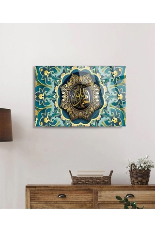 Allah Ve Muhammed Yazılı Dini İslami Cam Tablo Modern Sanat Tablosu Parlak Ve Net Görüntü Kafe Ve Ofis İçin Anlamlı Hediye Seçeneği
