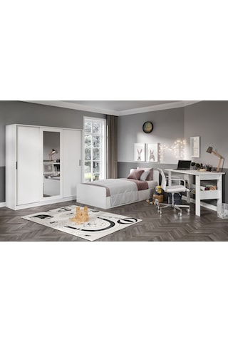 Kznhome Anemon 3 Parçalı Tek Kişilik Mdf Genç Odası Takımı - Tamamı 1. Ka