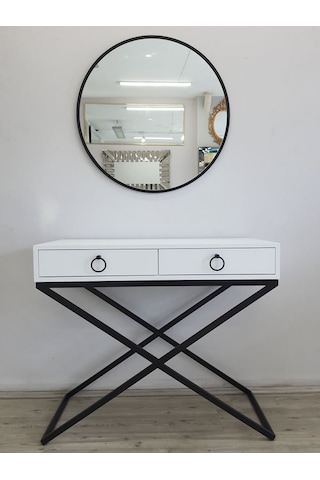 Ayna Denizi Circle Eighty Black Model Siyah Renk Metal Çerçeveli Yuvarlak Dekoratif Ayna Siyah