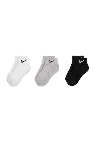 Nike Performance Cushioned Quarter 3 Pack Sock Unisex Pamuklu Yarım Bilekli 3 Lü Çorap Beyaz Gri Siyah Beyaz - Gri - Siyah