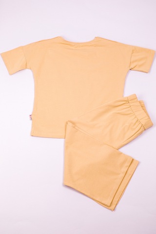 Kız Çocuk Eşofman Takımı Çizgili İspanyol Paça B17 Bej