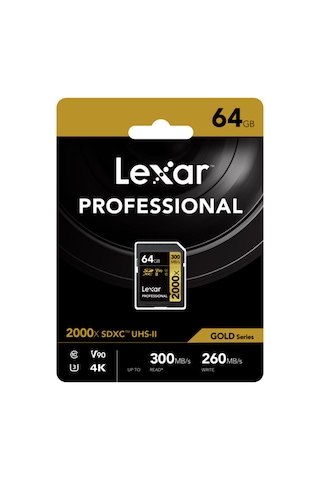 Lexar SDXC 64 GB UHS-II 2000X V90 U3 C10 4K Hafıza Kartı