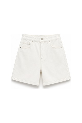 Açelyaokcu Premium Kaida Denim Midi Şort Beyaz