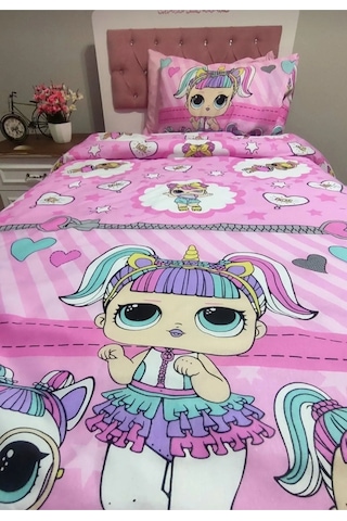 Lionas Tek Kişilik Lol Bebek Nevresim Takımı Çarşafı Lastikli Pembe