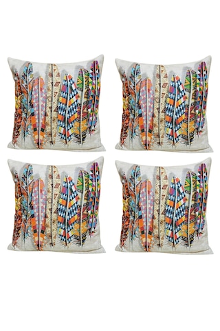 Modern Tarz Dijital Baskılı 4 Lü Dekoratif Kırlent Kılıfı Seti 43x43 Cm Şık Ve Renkli Tasarımlar Açık Bej