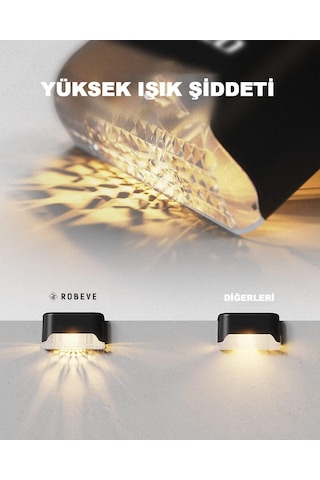 4 Adet L Solar Güneş Enerjili Su Geçirmez Köşe Işık, Köşebent Merdiven Veranda Bahçe Aydınlatma