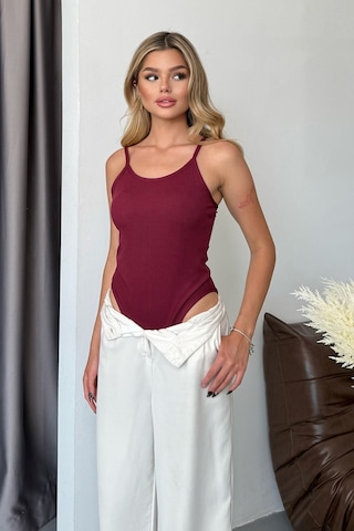 Jee Lee Kadın Askılı Kaplı Çıtçıtlı Body Bordo - 5070