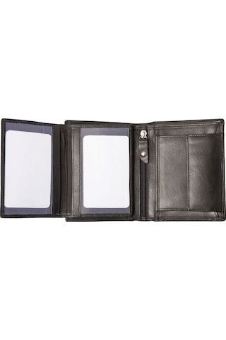 Aclassics Erkek Deri Cüzdan 9.5 Cm, Ince Tasarım, 7 Kart Yuvası, Fermuarlı Bölme Siyah