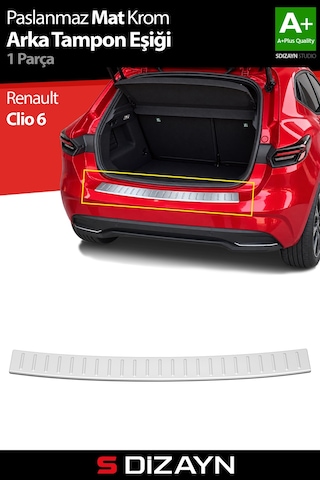 S-dizayn Renault Clio 6 Krom Arka Tampon Eşiği Mat Krom 2025 Üzeri A+ Kalite