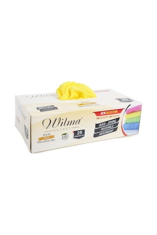 Wilma Secret Mikrofiber Temizlik Bezi Kutulu 50 Adet -mikrofiber Bezler 30x30cm 180gsm - Sarı Şeffaf