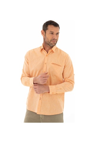Arma Erkek Uzun Kollu Regular Fit Keten Gömlek Y25485117101 Turuncu