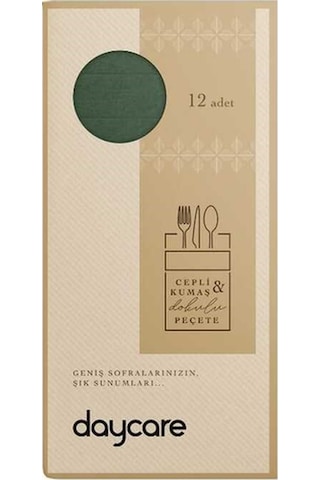 Kumaş Dokulu Premium Peçete: Sofralarınızda Kumaş Şıklığı, Kağıt Pratikliği 12'li Yeşil