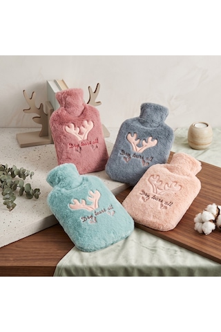 Bakgelal Peluş Sıcak Su Torbası Pembe Geyik Desenli Yumuşak Dokulu Isı Torbası Büyük - 9074914189336 Renkli