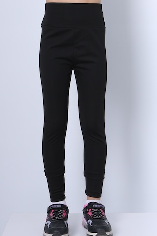 Kız Çocuk Tayt Yüksek Bel Düz Renk Dalgıç Kumaş C2 Siyah