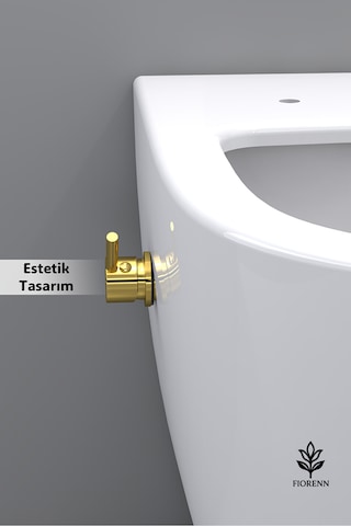 İz Yapı Asma Klozet Entegre Taharet Musluğu İçeriden Montaj Sıcak Soğuk Altın