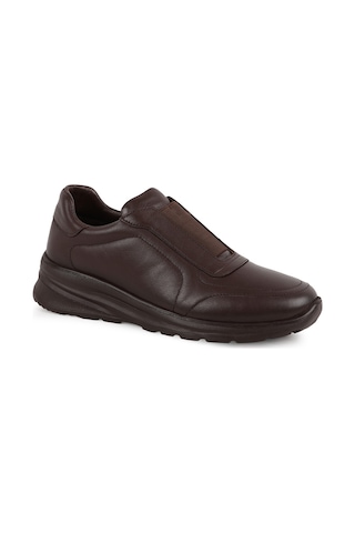 Libero Kadın Spor Ayakkabı L10.2274 Ekru Hakiki Deri Geniş Esnek Lastikli Bağcıksız Hafif Kalın Eva Taban Rahat Comfort Sneaker Kahve