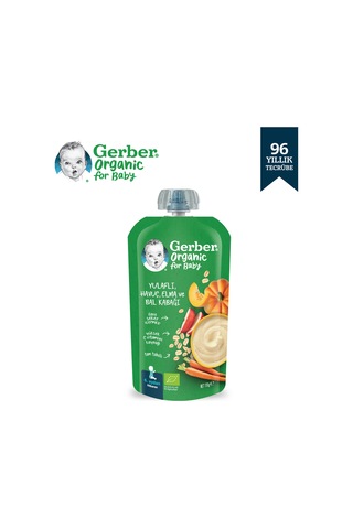 Gerber Organik Yulaflı Elma, Havuç ve Balkabaklı Püre 110g x 2 Adet