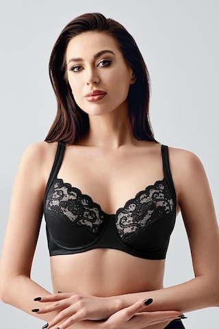 New Bra Kadın D Kap Dantelli Toparlayıcı Sütyen Siyah 6000 Siyah
