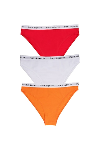 Parlingerie Kadın 3lü Slip Külot Kırmızı-beyaz-turuncu Kırmızı - Beyaz - Turuncu