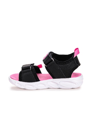 Kiko Kids 100 Işıklı Kız/erkek Çocuk Cırtlı Sandalet Ayakkabı 100 Siyah - Pembe
