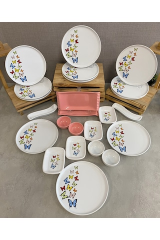Keramika Takım Kahvaltı Nordıc Dance Of Butterfly Pembe Beyaz