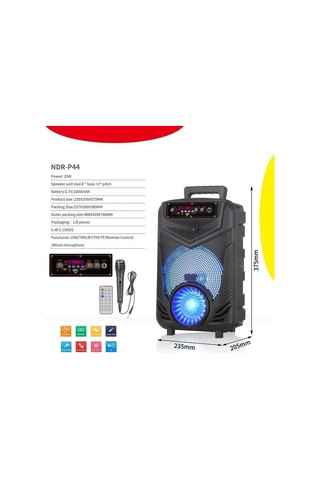 Torima NDR-P44 Mikrofonlu Kumandalı RGB Ledli Taşınabilir Bluetooth Hoparlör