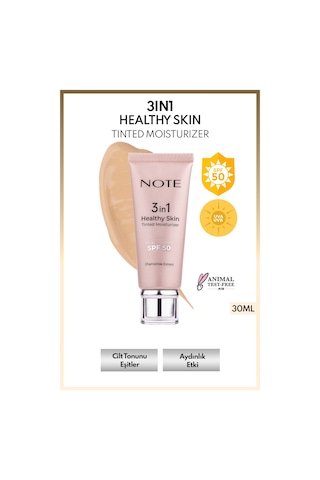 Note Cosmetique 3 in 1 Healthy Skin Tinted Moisturizer 50 SPF Ton Eşitleyici Aydınlatıcı Krem - 10 Medium