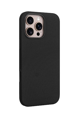 Maks Technology Apple Uyumlu iPhone 16 Pro Kılıf M-safe Şarj Özellikli Kumaş Tasarımlı Mkst Miami Sert Pc Kapak - Siyah