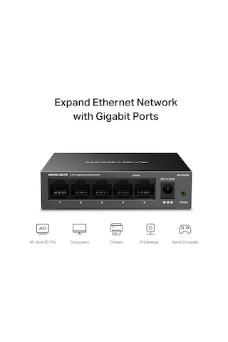 Mercusys Ms105gs 5-port 10/100/1000 Mbps Masaüstü Switch