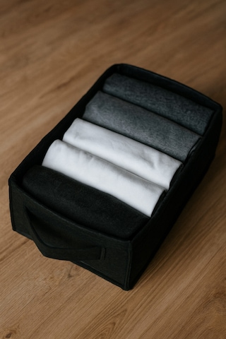 Siyah Dolap İçi, Çamaşır, Oyuncak Düzenleyici, Saklama Kutusu, Keçe Sepet Organizer 38x25x13 Cm Siyah