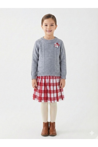 Xo Kids Kız Çocuk Elbise 8-12 Yaş 4062 Gri