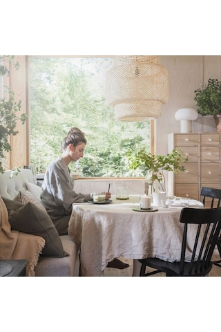 Ikea Adlad Cam Kaplı Kokulu Mum 8 X 8,5 Cm Ağaçsı Beyaz