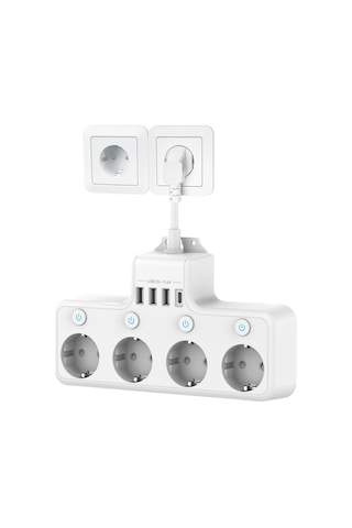 Cbtx 4000W 3 x USB, 1 x Type-C 8 in 1 Termal Akım Korumalı Priz 4'lü Beyaz