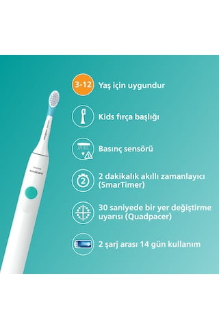 Philips Sonicare For Kids Şarjlı Diş Fırçası Çocuklar Için Sticker Hediyeli / Hassas Sonic Fırça - HX3601/01