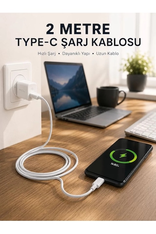 Hızlı Şarj Destekli 2 Metre Type-c Kablo Belirtilmemiş