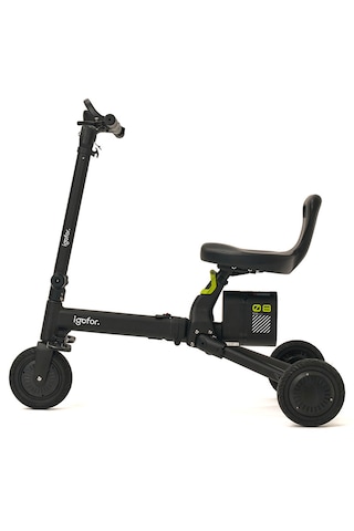 İgofor 3 Tekerlekli Katlanabilir Elektrikli Oturulabilir Scooter Siyah