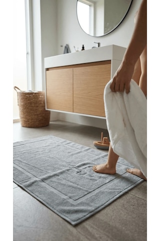 Lumiastudio %100 Pamuk Gri Çerçeve Banyo Paspas Seti 2li Set 50x70 Gri