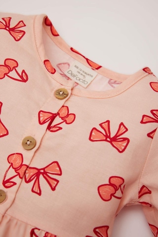 DeFacto Kız Bebek Fiyonk Desenli Uzun Kollu Twill Elbise D9564A525SPPN212 Pembe